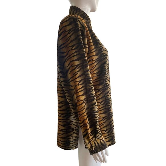 VTG Beverly Rose USA XL collared long sleeve button front top silky Mod punk - Picture 3 of 7